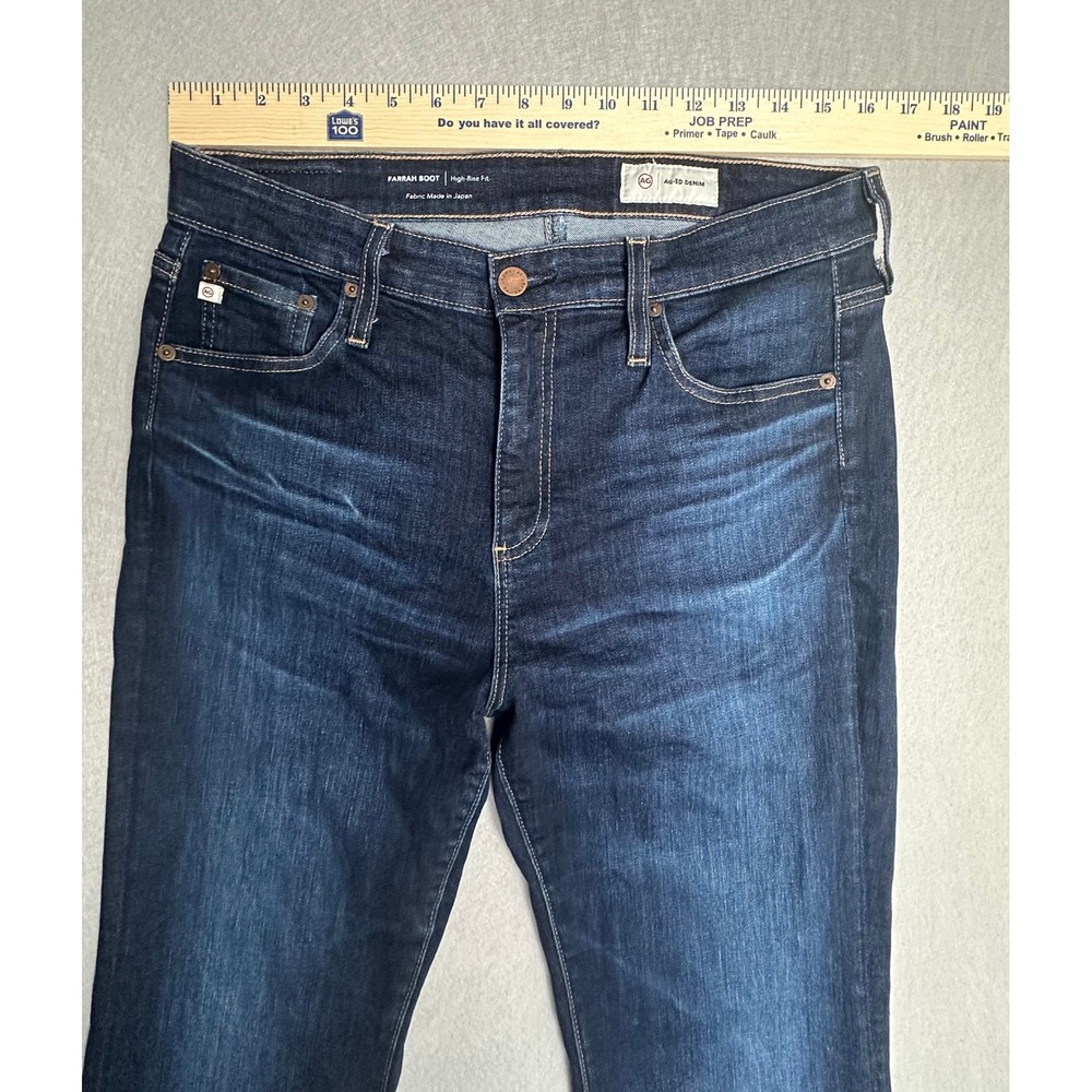 AG Adriano Goldschmied Farrah Boot Jeans 31 High Rise Dark Wash Raw Hem Flare - Picture 5 of 8